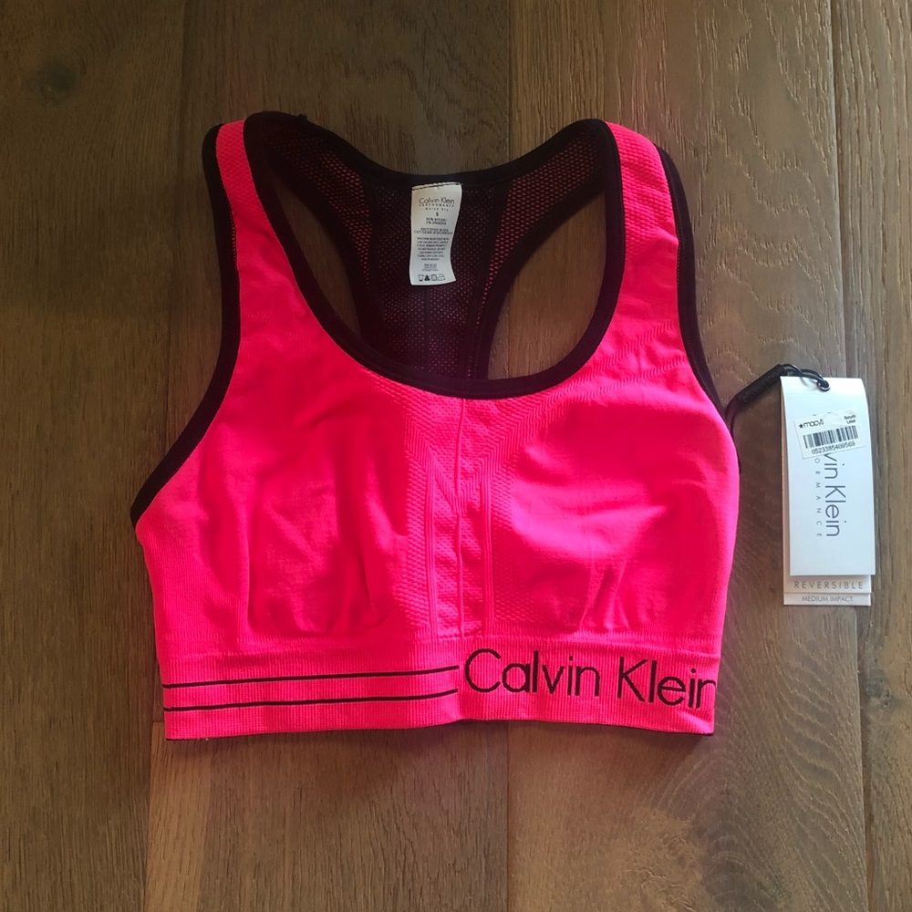 Calvin Klein Sports Bra, Small, Pink